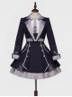 Sheffield Series College Style Navy Blue Embroidery Striped British Military Uniform Style Ouji Fashion Lolita Sleeveless Dress Coat Set