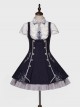 Sheffield Series College Style Navy Blue Embroidery Striped British Military Uniform Style Ouji Fashion Lolita Sleeveless Dress Coat Set