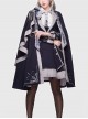 Sheffield Series Ouji Fashion Lolita College Style Navy Blue Embroidery Striped British Military Uniform Style Female Cloak Epaulets Cape