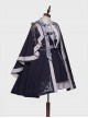 Sheffield Series Ouji Fashion Lolita College Style Navy Blue Embroidery Striped British Military Uniform Style Female Cloak Epaulets Cape