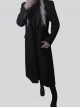 Abstinence Series Ouji Fashion Noble Formal Long Blazer Slim Fit Silver Buttons Black Coat