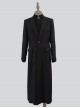 Abstinence Series Ouji Fashion Noble Formal Long Blazer Slim Fit Silver Buttons Black Coat