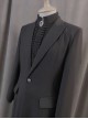 Abstinence Series Ouji Fashion Noble Formal Long Blazer Slim Fit Silver Buttons Black Coat