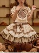 Cream Rabbit Series Cute Daily Bowknot Design Neckline Exquisite Rabbit Embroidery Petal Hem Lace Decoration Sweet Lolita Puff Sleeve Dress