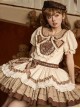 Cream Rabbit Series Cute Daily Bowknot Design Neckline Exquisite Rabbit Embroidery Petal Hem Lace Decoration Sweet Lolita Puff Sleeve Dress