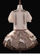 Cream Rabbit Series Cute Daily Bowknot Design Neckline Exquisite Rabbit Embroidery Petal Hem Lace Decoration Sweet Lolita Puff Sleeve Dress