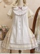 Little Angel Series Daily Delicate Little Angel Embroidery Lace Bowknot Decoration Matching Buttons Sweet Lolita Short Sleeve Dress