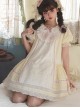 Little Angel Series Daily Delicate Little Angel Embroidery Lace Bowknot Decoration Matching Buttons Sweet Lolita Short Sleeve Dress