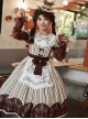 Mera Afternoon Tea Series Classic Exquisite Fork Spoon Embroidery Print Pattern Design Bowknot Decoration Classic Lolita Puff Sleeve Dress Set