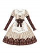 Mera Afternoon Tea Series Classic Exquisite Fork Spoon Embroidery Print Pattern Design Bowknot Decoration Classic Lolita Puff Sleeve Dress Set