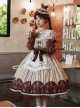 Mera Afternoon Tea Series Classic Exquisite Fork Spoon Embroidery Print Pattern Design Bowknot Decoration Classic Lolita Puff Sleeve Dress Set