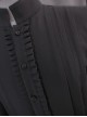 Abstinence Series Stand Collar Ouji Fashion Single Breasted Multi Button Ruffle Straight Black Long Sleeve Shirt