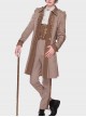 Sheffield Series Khaki Ouji Fashion Embroidery Striped British Military Uniform Style Male Trousers Set