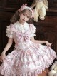 Sewing Doll Series Cute Daily Animal Doll Print Bowknot Decoration Multi Layer Ruffled Skirt Sweet Lolita Skirt Camisole Top Set