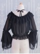 Daily All Match Ruffle Neckline Lace Double Lace Trumpet Cuffs Sweet Lolita Long Sleeve Inner Bottoming Shirt