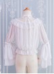 Daily All Match Ruffle Neckline Lace Double Lace Trumpet Cuffs Sweet Lolita Long Sleeve Inner Bottoming Shirt