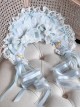 Gorgeous Delicate Handmade Bowknot Flower Decoration Ribbon Lace Design Classic Lolita Ice Blue Bonnet Headband