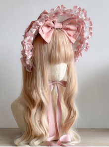 Audrey Evening Series Lovely Bowknot Decorated Lace Design Lace Up Sweet Lolita Bonnet Headband