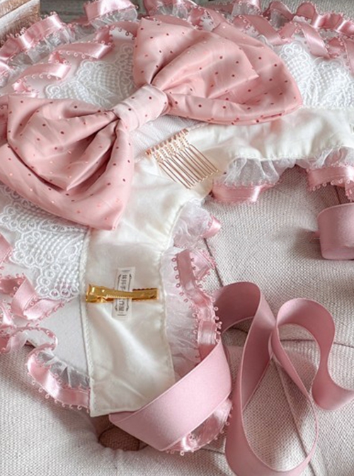 Audrey Evening Series Lovely Bowknot Decorated Lace Design Lace Up Sweet Lolita Bonnet Headband