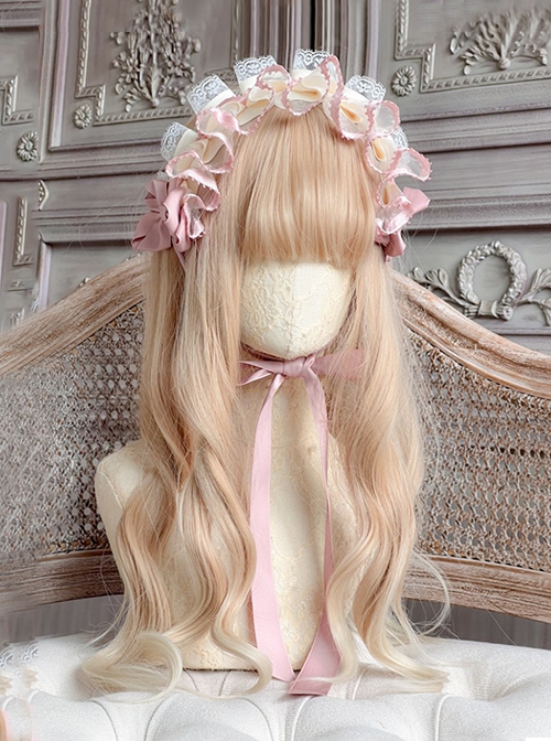 Audrey Evening Series Lace Design Lovely Bowknot Decoration Pink Lace Up Sweet Lolita Headband