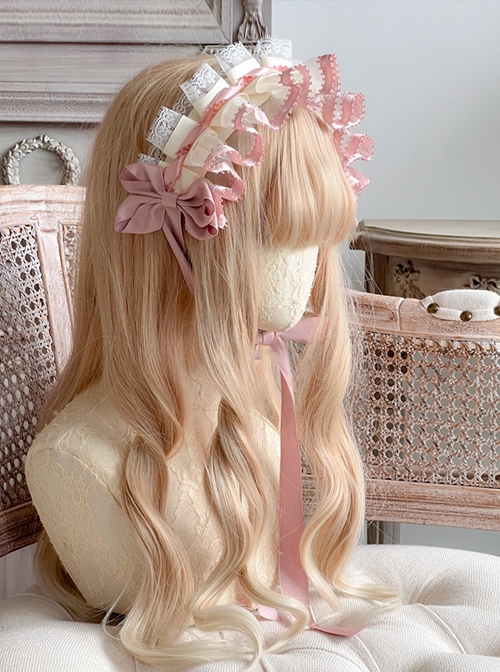 Audrey Evening Series Lace Design Lovely Bowknot Decoration Pink Lace Up Sweet Lolita Headband