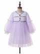 Daily Elegant Small Fragrance Style Front Button Design Sweet Lolita Kid Purple Long Sleeve Dress