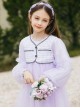 Daily Elegant Small Fragrance Style Front Button Design Sweet Lolita Kid Purple Long Sleeve Dress