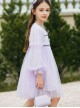 Daily Elegant Small Fragrance Style Front Button Design Sweet Lolita Kid Purple Long Sleeve Dress