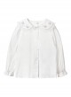All Match daily Pearl Embellished Lace Lapel Ruffle Cuff Sweet Lolita Kid White Long Sleeve Shirt