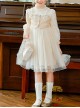 Fresh Princess Small Fragrance Style Bowknot Pearl Decoration Star Gauze Design Embroidery sweet Lolita Kid Champagne Gold Long Sleeve Dress