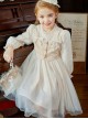 Fresh Princess Small Fragrance Style Bowknot Pearl Decoration Star Gauze Design Embroidery sweet Lolita Kid Champagne Gold Long Sleeve Dress