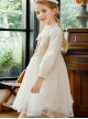 Fresh Princess Small Fragrance Style Bowknot Pearl Decoration Star Gauze Design Embroidery sweet Lolita Kid Champagne Gold Long Sleeve Dress