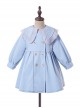 Elegant Lapel Temperament Shawl Lace Decoration Double Breasted Design Sweet Lolita Kid Blue Windbreaker Coat