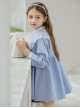 Elegant Lapel Temperament Shawl Lace Decoration Double Breasted Design Sweet Lolita Kid Blue Windbreaker Coat