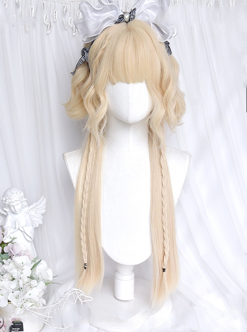 Sheep Jellyfish Series White Gold All Match Wool Jellyfish Head Sweet Lolita Detachable Splicing Short Wig Hair Curtain