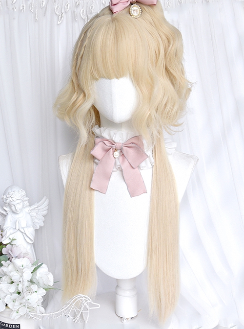 Sheep Jellyfish Series White Gold All Match Wool Jellyfish Head Sweet Lolita Detachable Splicing Short Wig Hair Curtain