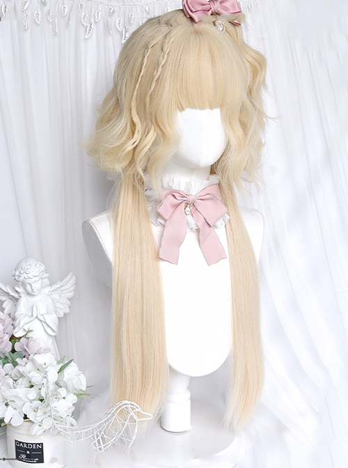 Sheep Jellyfish Series White Gold All Match Wool Jellyfish Head Sweet Lolita Detachable Splicing Short Wig Hair Curtain