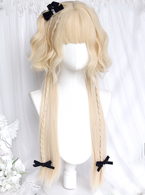 Sheep Jellyfish Series White Gold All Match Wool Jellyfish Head Sweet Lolita Detachable Splicing Short Wig Hair Curtain