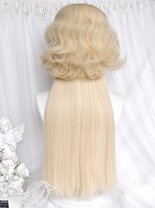 Sheep Jellyfish Series White Gold All Match Wool Jellyfish Head Sweet Lolita Detachable Splicing Short Wig Hair Curtain