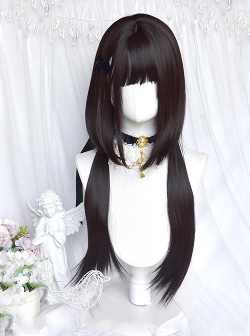 Ink Jellyfish Series Black Brown Daily Straight Hair Jellyfish Head Sweet Lolita Detachable Stitching Short Wig Hair Curtain