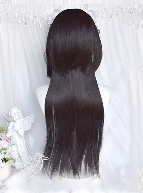 Ink Jellyfish Series Black Brown Daily Straight Hair Jellyfish Head Sweet Lolita Detachable Stitching Short Wig Hair Curtain