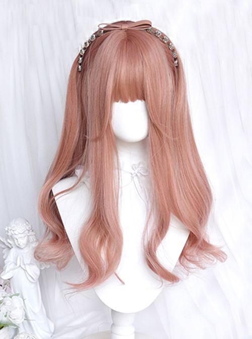 Grapefruit Series Atmospheric Daily Orange Pink Gentle And Lovely Long Curly Hair Sweet Lolita Wig