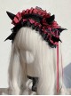 Devil Horn Series Gorgeous Retro Alt Outfit Devil Horn Ribbon Bowknot Lace Decoration Gothic Lolita Headband