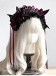 Devil Horn Series Gorgeous Retro Alt Outfit Devil Horn Ribbon Bowknot Lace Decoration Gothic Lolita Headband