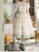 Windsor Love Letters Series Pastoral Style Embroidered Collar Handmade Bowknot Printing Heart Button Classic Lolita Lace Puff Short Sleeve Long Dress