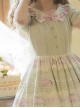 Windsor Love Letters Series Pastoral Style Embroidered Collar Handmade Bowknot Printing Heart Button Classic Lolita Lace Puff Short Sleeve Long Dress