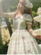 Windsor Love Letters Series Pastoral Style Embroidered Collar Handmade Bowknot Printing Heart Button Classic Lolita Lace Puff Short Sleeve Long Dress