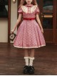 Limited Sweetheart Series Retro Cute Ruffle Bowknot Neckline Plaid Heart Pattern Sweet Lolita Short Sleeve Dress