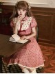 Limited Sweetheart Series Retro Cute Ruffle Bowknot Neckline Plaid Heart Pattern Sweet Lolita Short Sleeve Dress