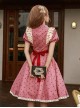 Limited Sweetheart Series Retro Cute Ruffle Bowknot Neckline Plaid Heart Pattern Sweet Lolita Short Sleeve Dress